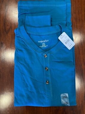 NWT Men’s Harbor Bay Long Sleeve Tee in Teal Blue - 3XL